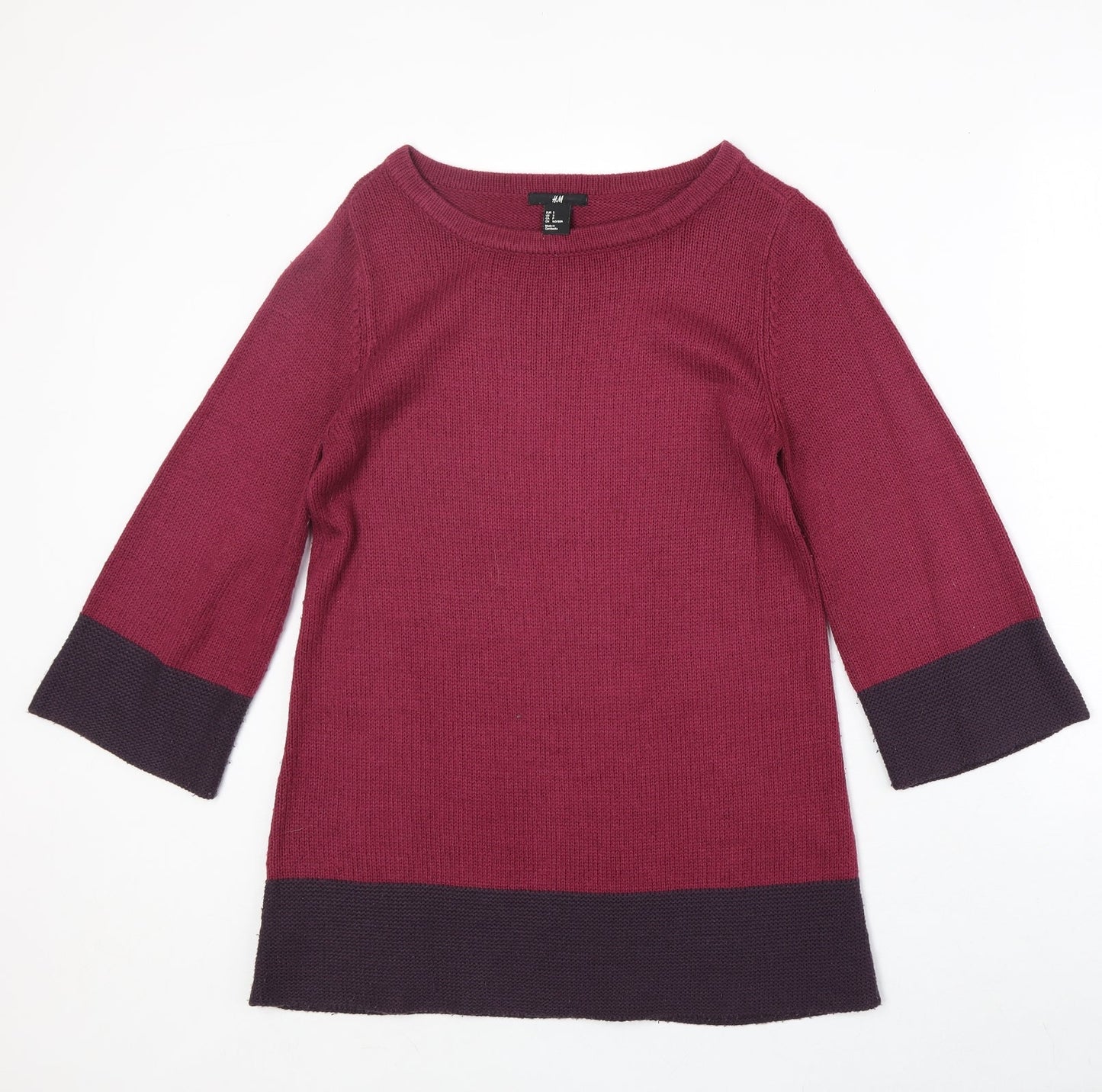 H&M Womens Pink Round Neck Geometric Acrylic Pullover Jumper Size S