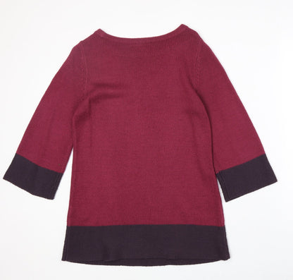 H&M Womens Pink Round Neck Geometric Acrylic Pullover Jumper Size S