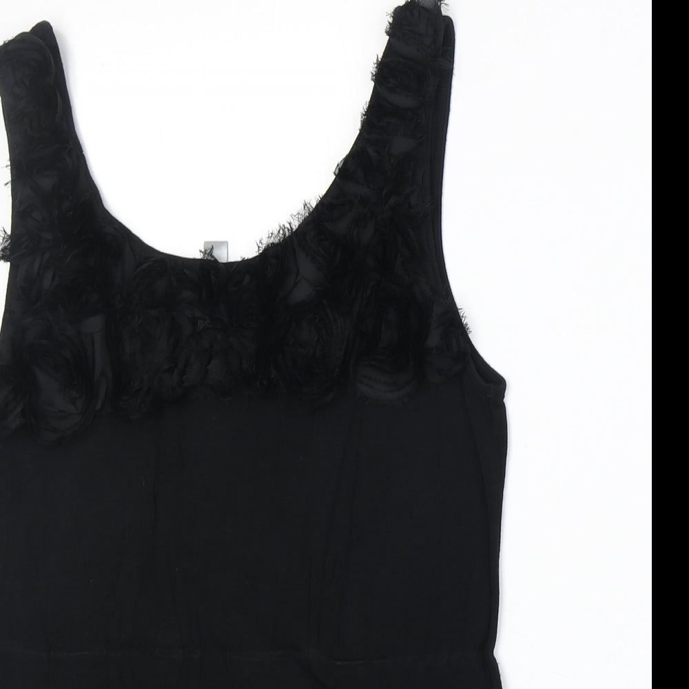 Forever Fashion Womens Black Viscose Basic Tank Size M Round Neck