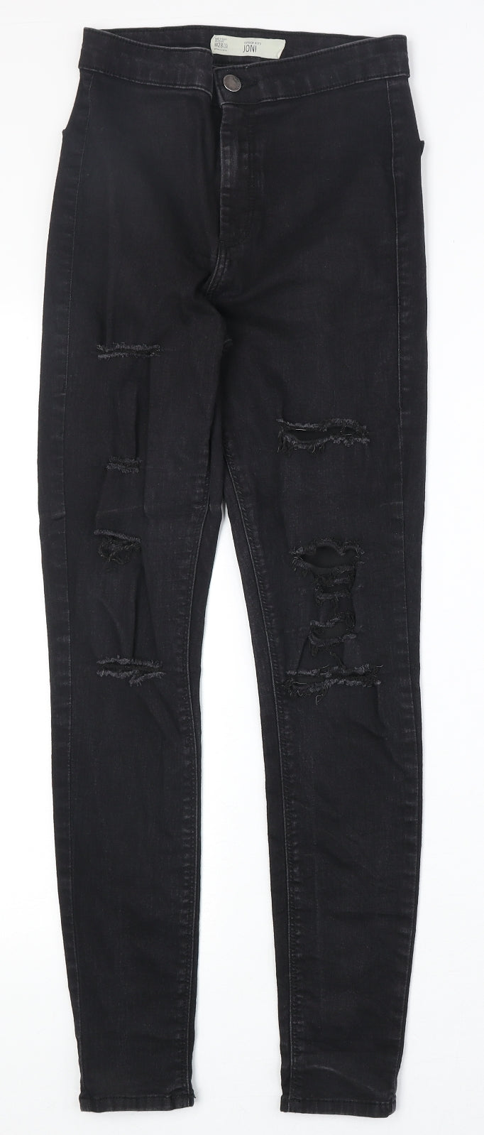 Topshop Womens Black Cotton Skinny Jeans Size 28 in Regular Zip