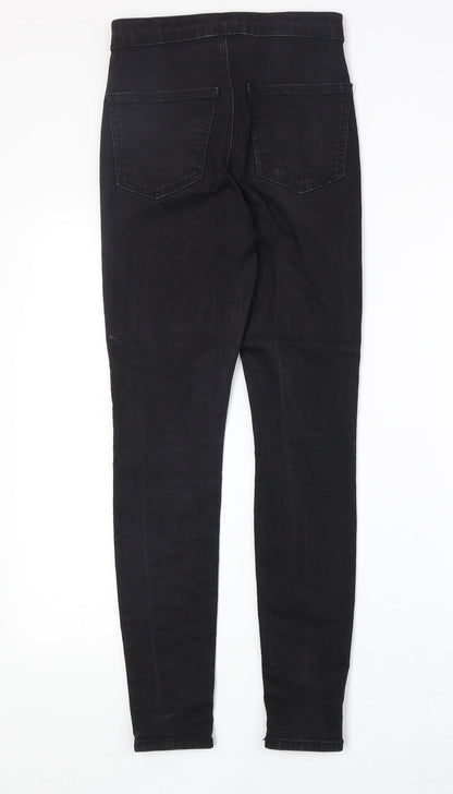 Topshop Womens Black Cotton Skinny Jeans Size 28 in Regular Zip
