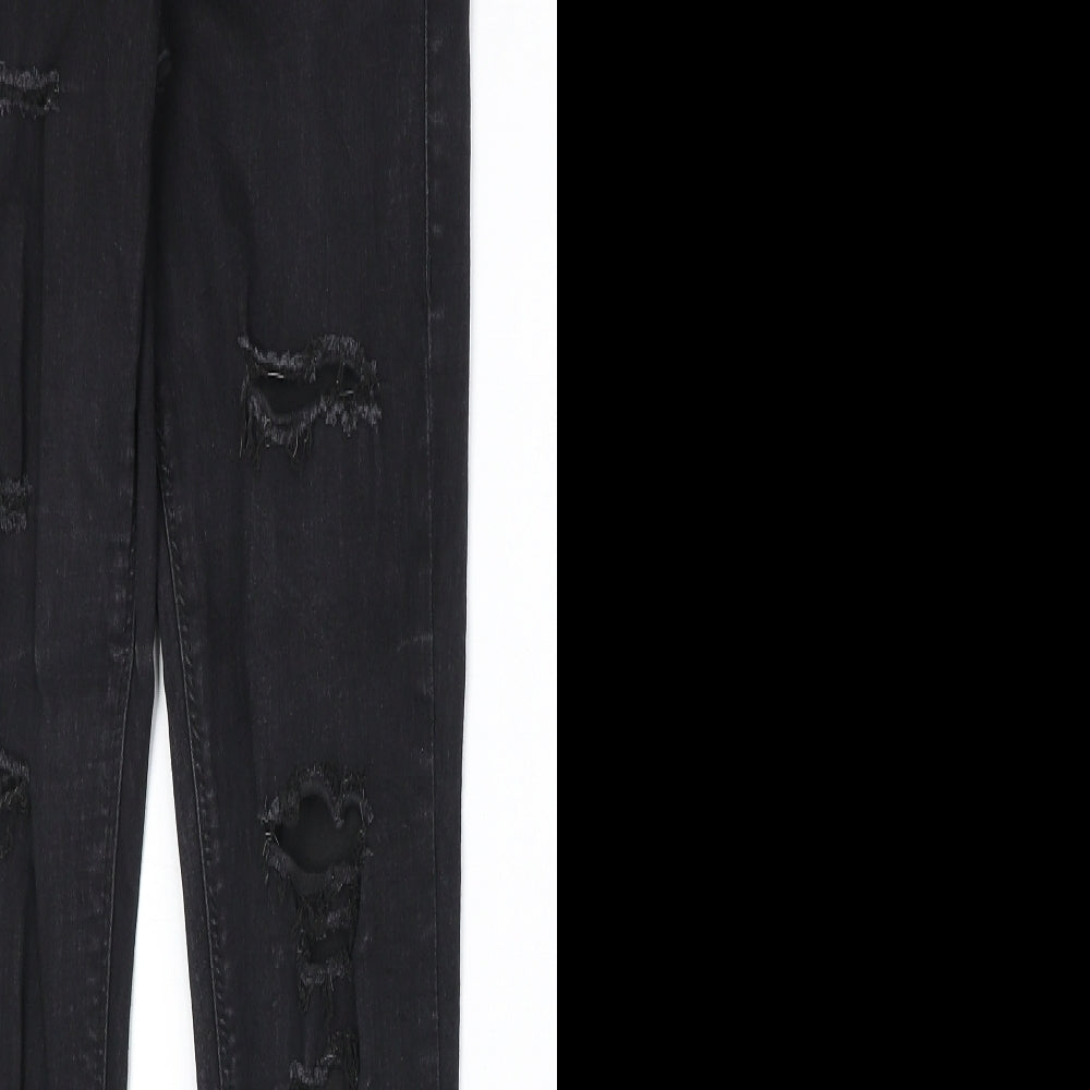 Topshop Womens Black Cotton Skinny Jeans Size 28 in Regular Zip