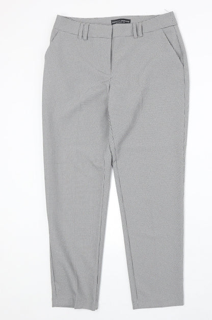 Dorothy Perkins Womens Grey Geometric Polyester Chino Trousers Size 8 Regular Zip