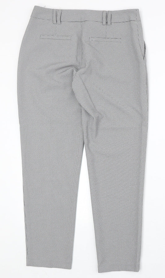 Dorothy Perkins Womens Grey Geometric Polyester Chino Trousers Size 8 Regular Zip