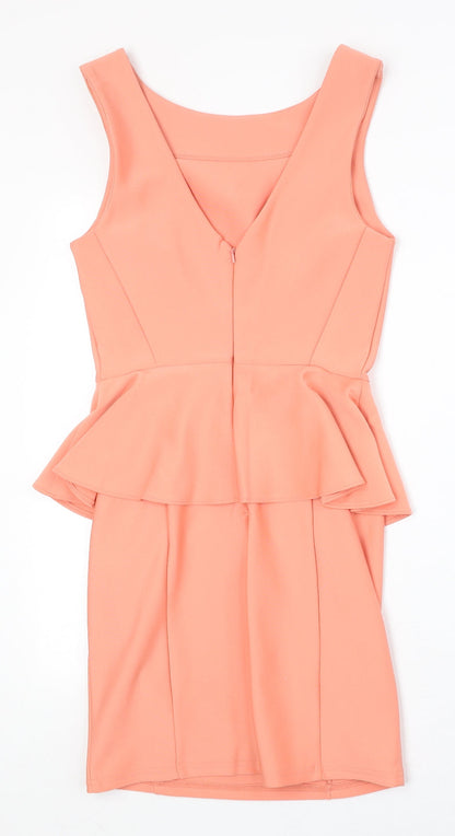 Topshop Womens Pink Polyester A-Line Size 10 Round Neck Zip