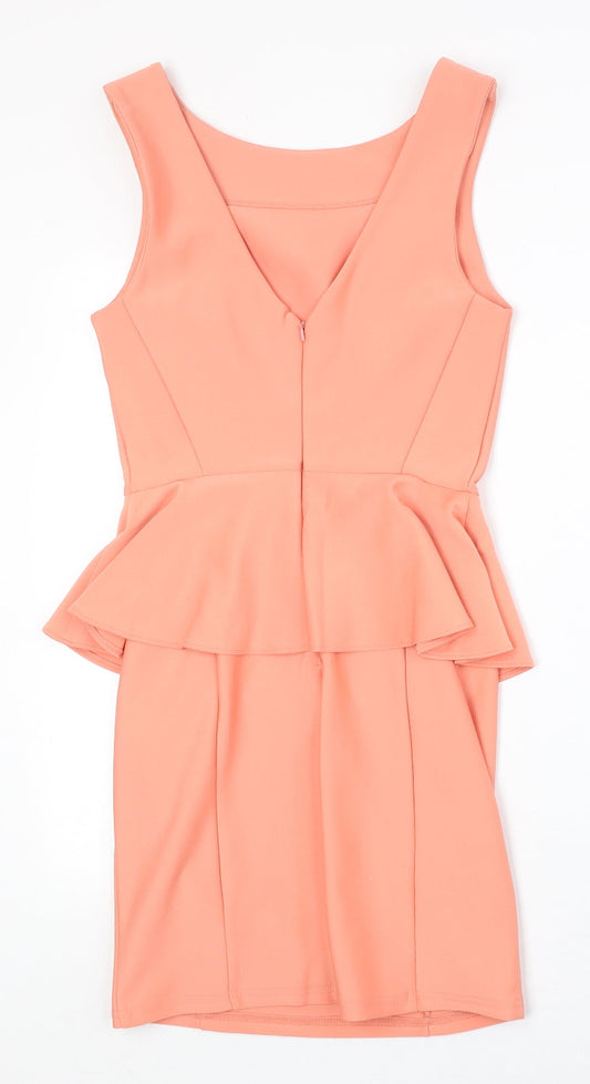 Topshop Womens Pink Polyester A-Line Size 10 Round Neck Zip