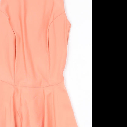Topshop Womens Pink Polyester A-Line Size 10 Round Neck Zip