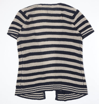 Intuition Womens Beige V-Neck Striped Acrylic Cardigan Jumper Size L