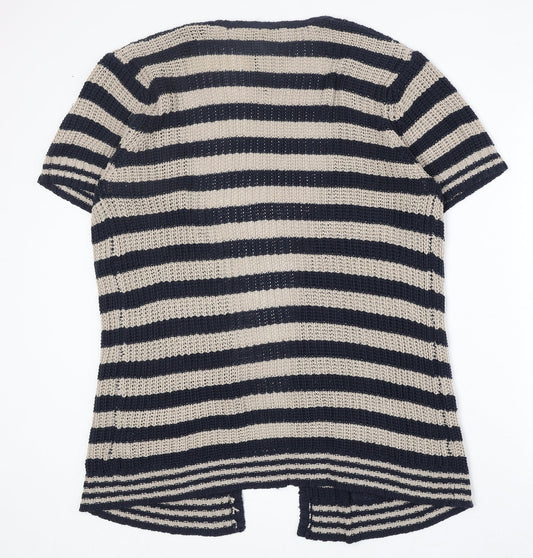 Intuition Womens Beige V-Neck Striped Acrylic Cardigan Jumper Size L