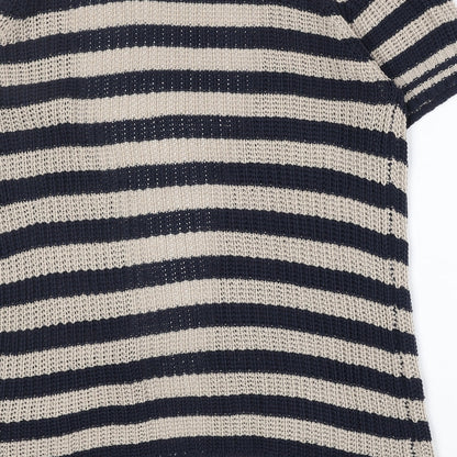 Intuition Womens Beige V-Neck Striped Acrylic Cardigan Jumper Size L