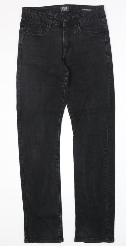 CLD Womens Black Cotton Straight Jeans Size 28 in Regular Zip