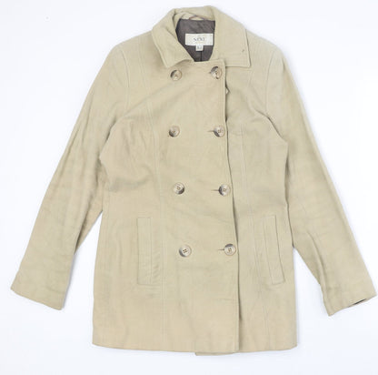 NEXT Womens Beige Pea Coat Coat Size 8 Button