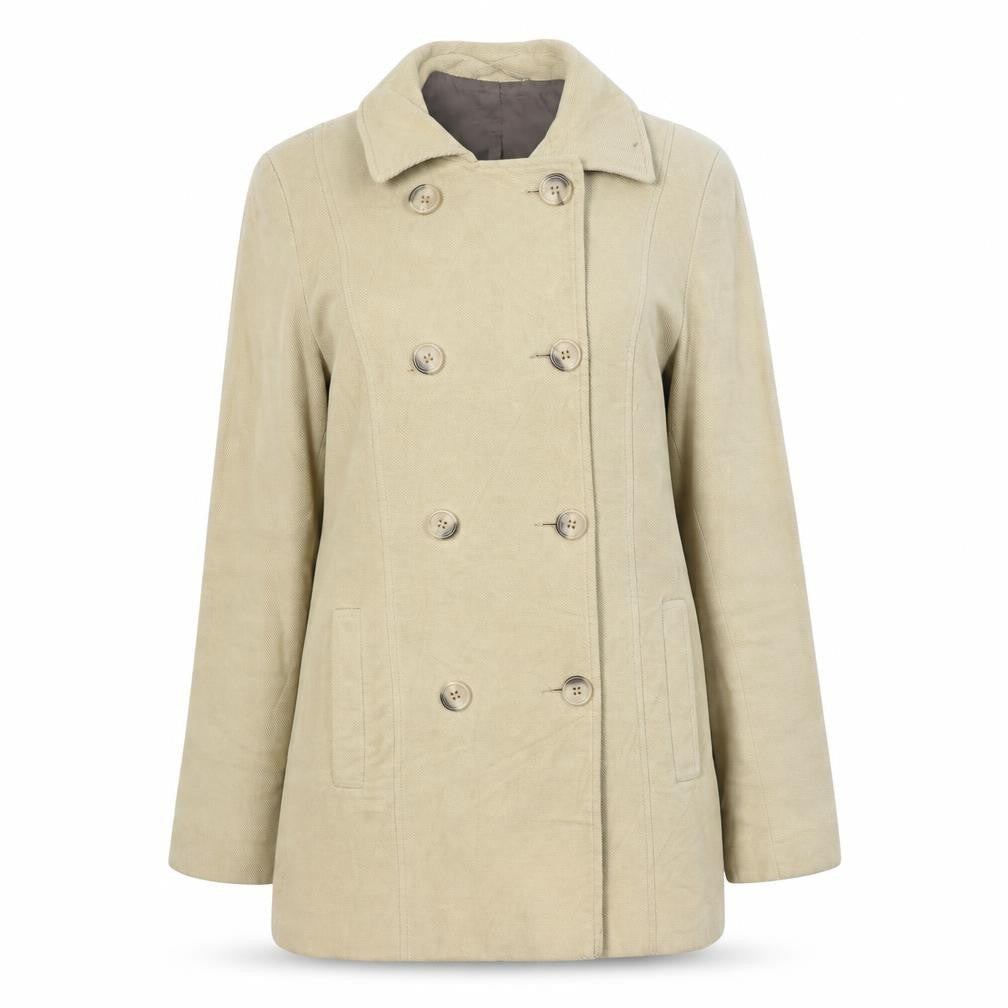 NEXT Womens Beige Pea Coat Coat Size 8 Button