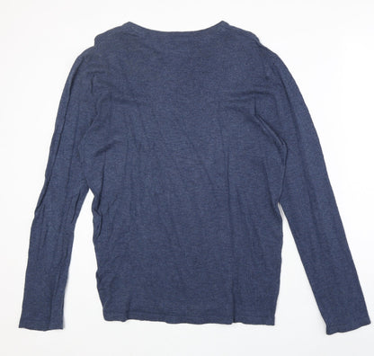 Reserved & Co Mens Blue V-Neck Polyester Pullover Jumper Size M Long Sleeve