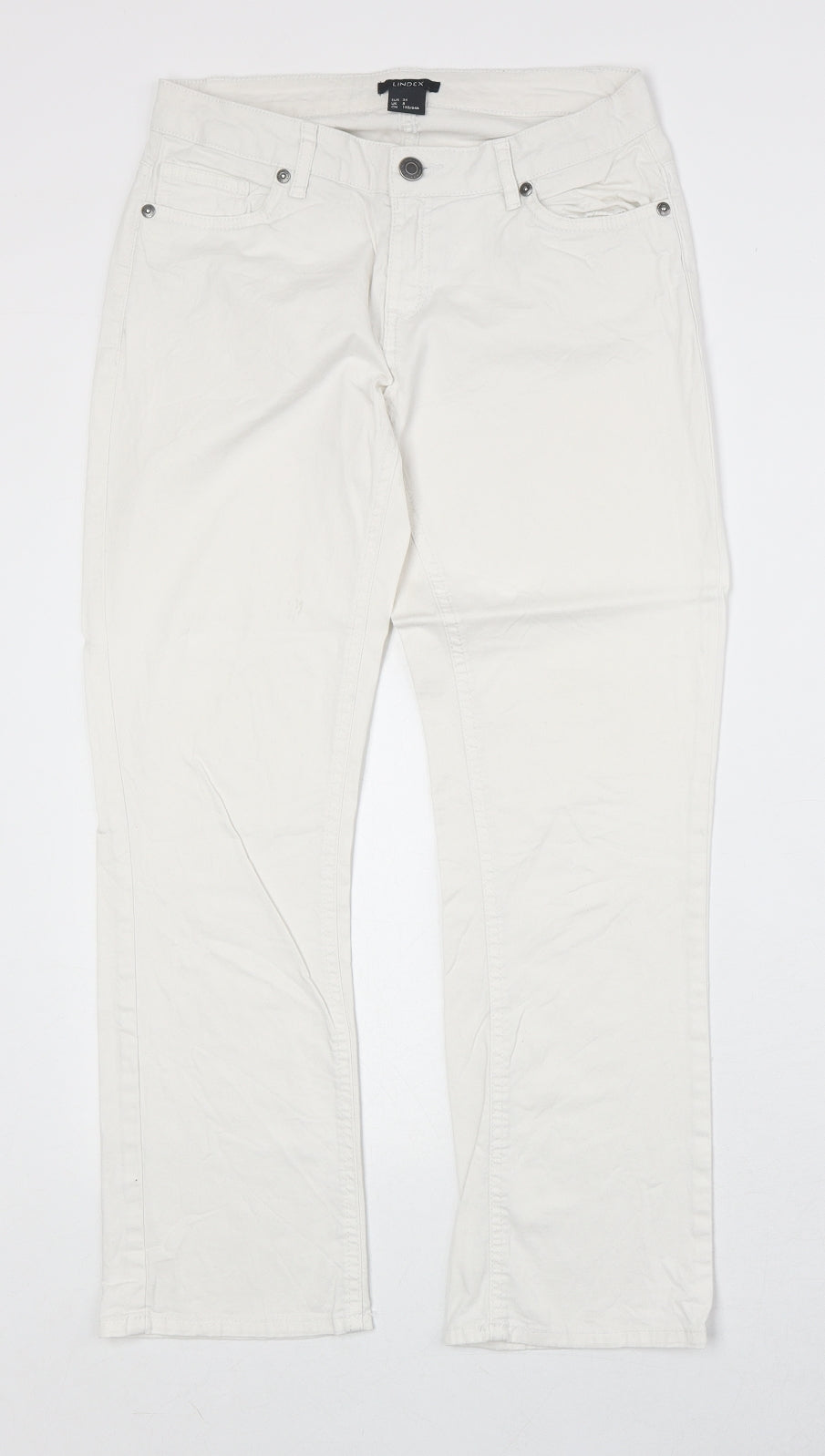 Womens UK Size 8 Lindex Regular Fit Straight White Jeans
