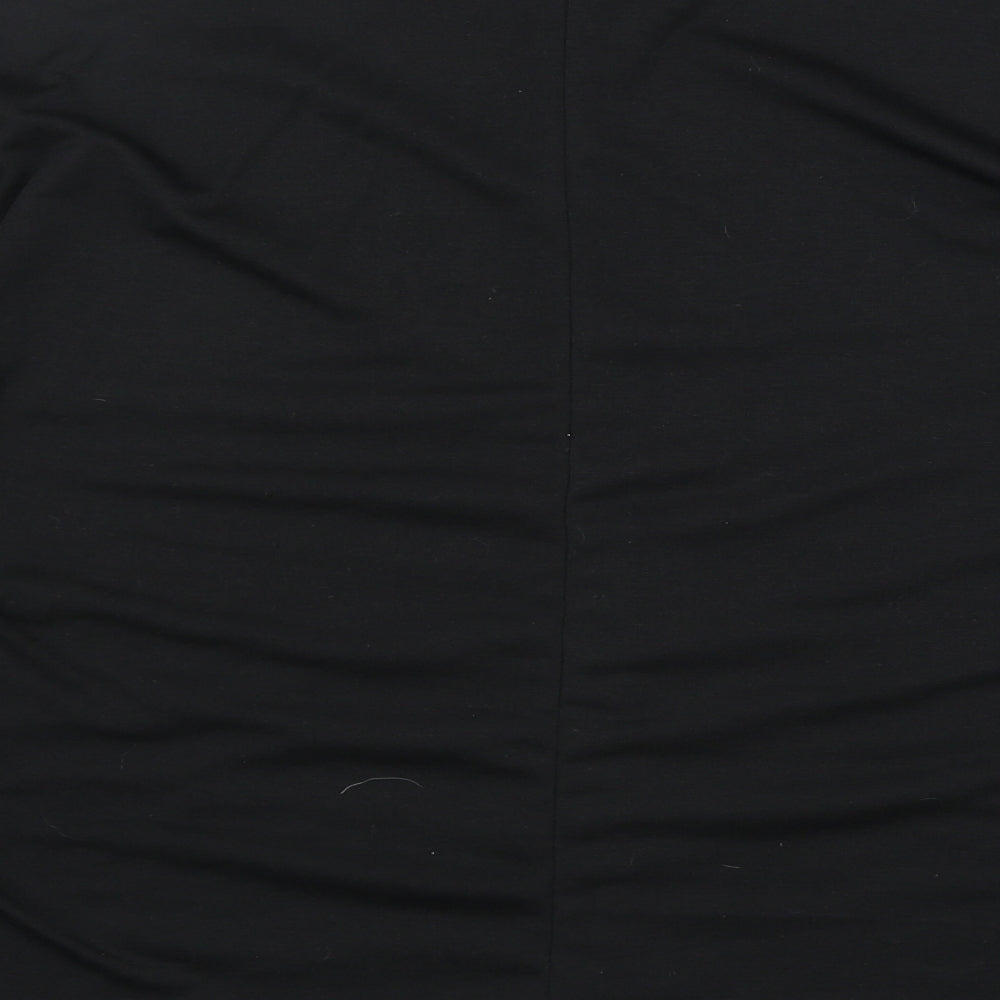 Boohoo Womens Black Polyester Basic T-Shirt Size 12 Round Neck - Tie Sleeve Detail