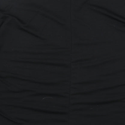 Boohoo Womens Black Polyester Basic T-Shirt Size 12 Round Neck - Tie Sleeve Detail