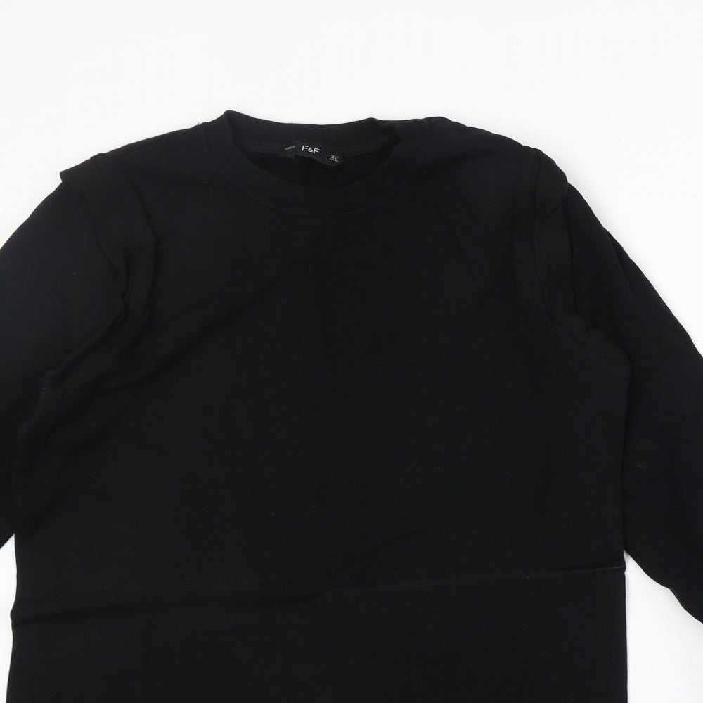F&F Womens Black Round Neck Polyester Pullover Jumper Size 10