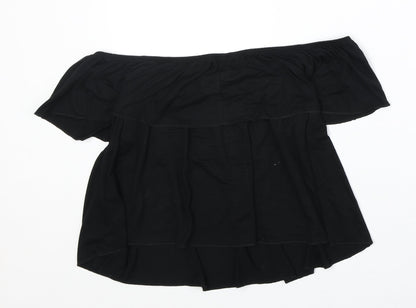 Topshop Womens Black Viscose Basic Blouse Size 16 Off the Shoulder - Ruffle