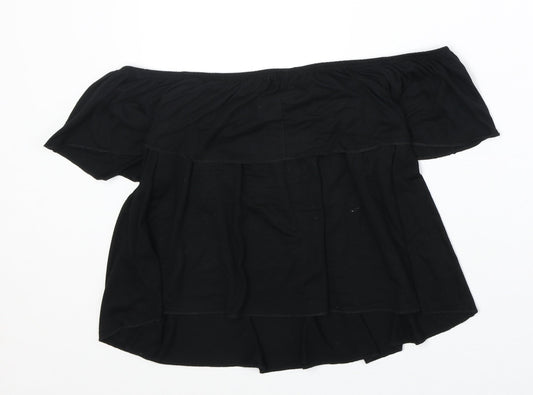 Topshop Womens Black Viscose Basic Blouse Size 16 Off the Shoulder - Ruffle