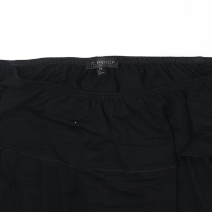 Topshop Womens Black Viscose Basic Blouse Size 16 Off the Shoulder - Ruffle