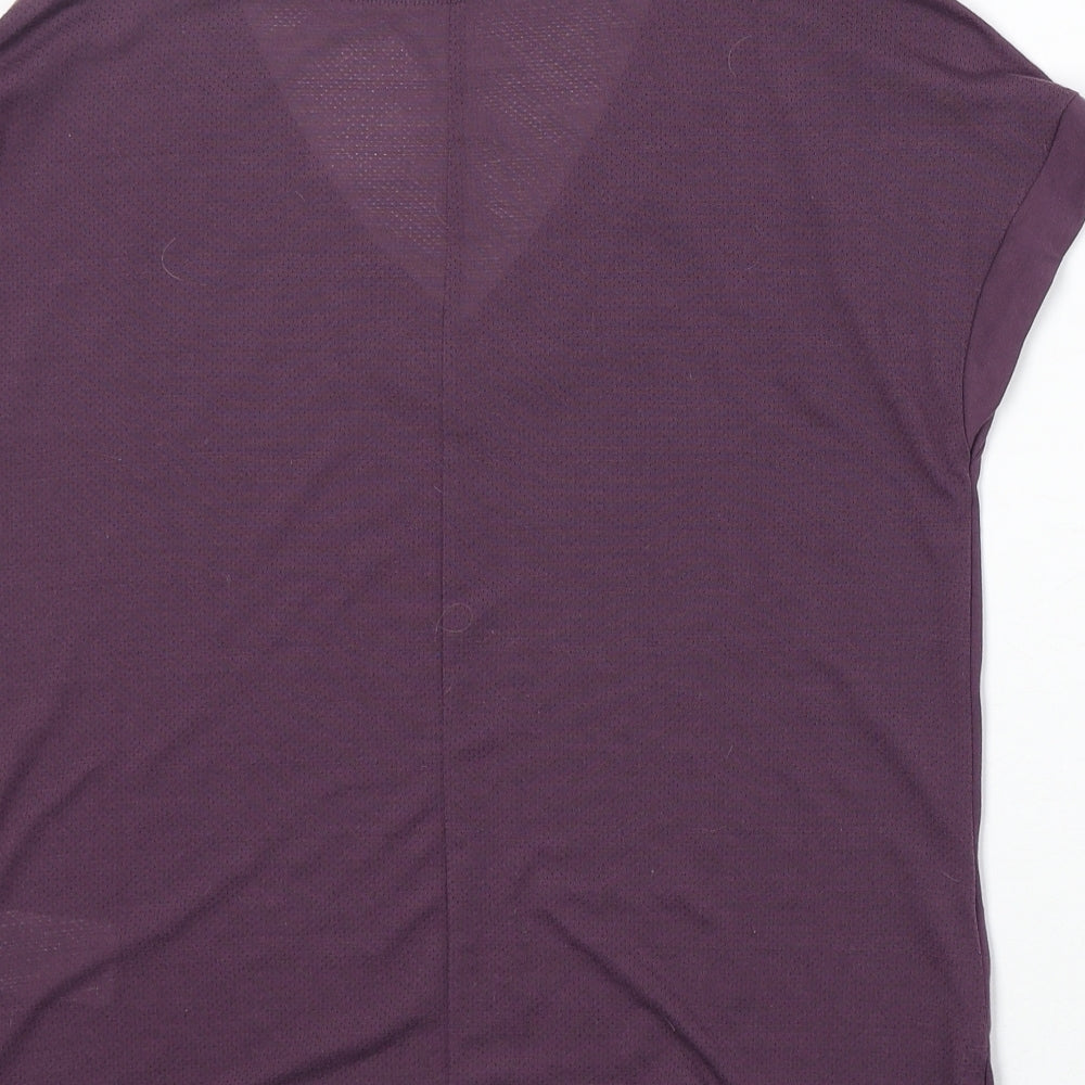 Reebok Womens Purple Polyester Jersey T-Shirt Size S V-Neck Pullover