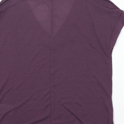 Reebok Womens Purple Polyester Jersey T-Shirt Size S V-Neck Pullover