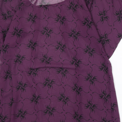 George Womens Purple Geometric Polyester Basic Blouse Size 12 Boat Neck