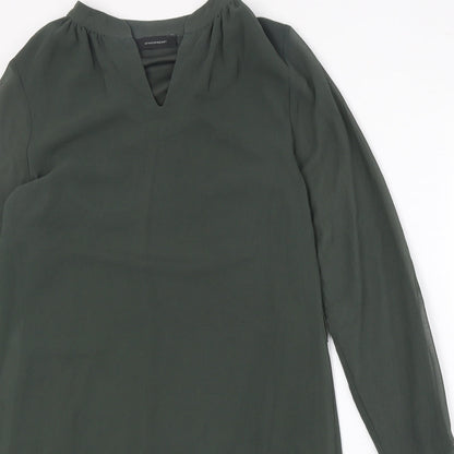 Atmosphere Womens Green Polyester A-Line Size 8 V-Neck Pullover