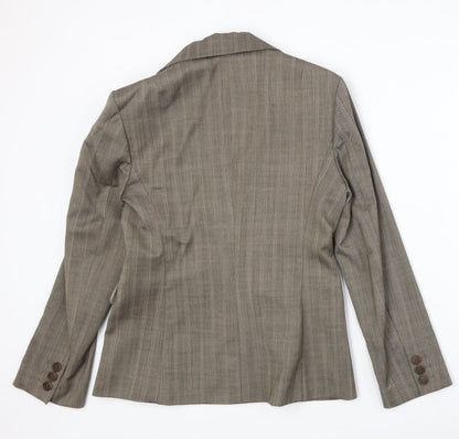 Warehouse Womens Beige Wool Jacket Blazer Size 12