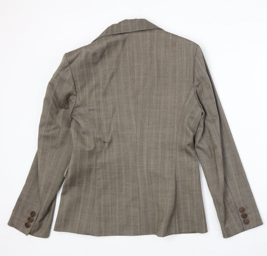 Warehouse Womens Beige Wool Jacket Blazer Size 12