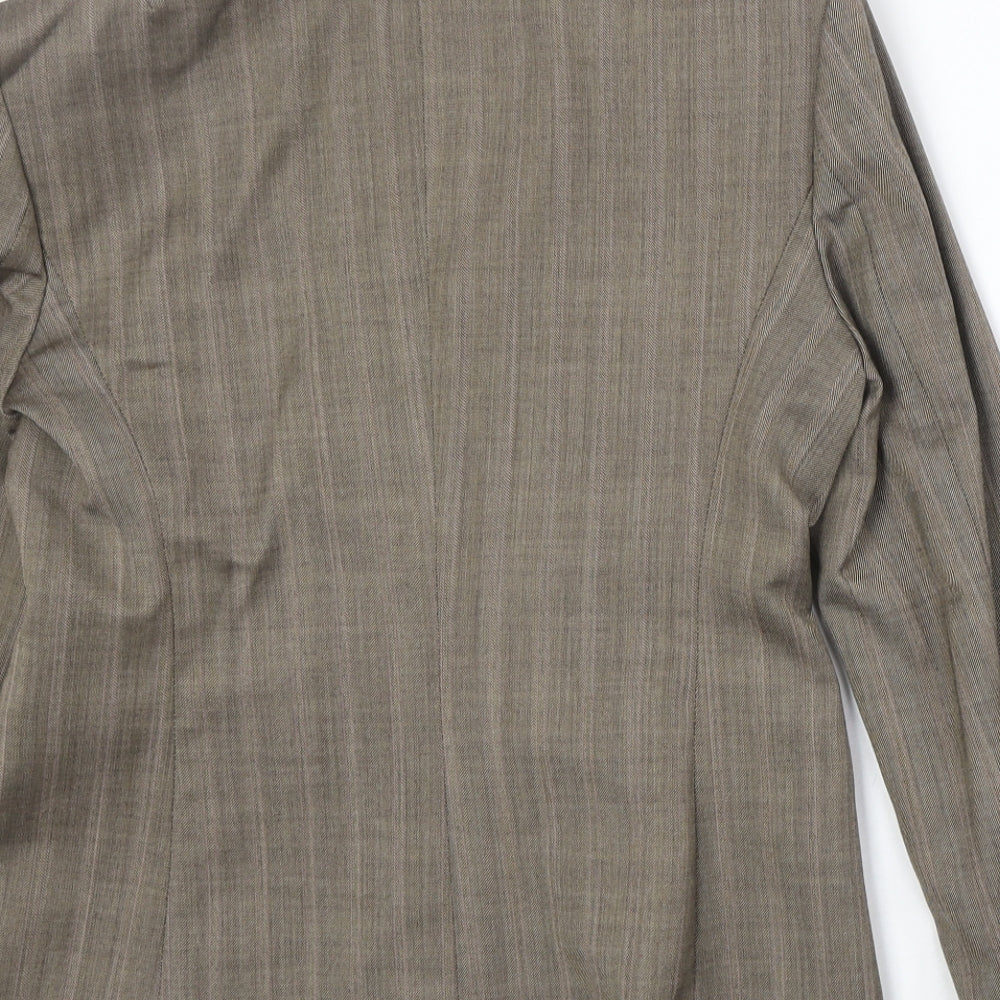 Warehouse Womens Beige Wool Jacket Blazer Size 12