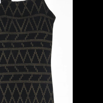 H&M Womens Black Geometric Viscose Bodycon Size S Square Neck Pullover