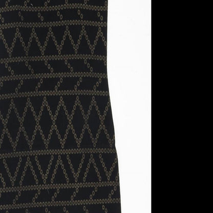 H&M Womens Black Geometric Viscose Bodycon Size S Square Neck Pullover