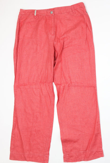 BRAX Womens Pink Polyester Trousers Size 34 in Regular Zip