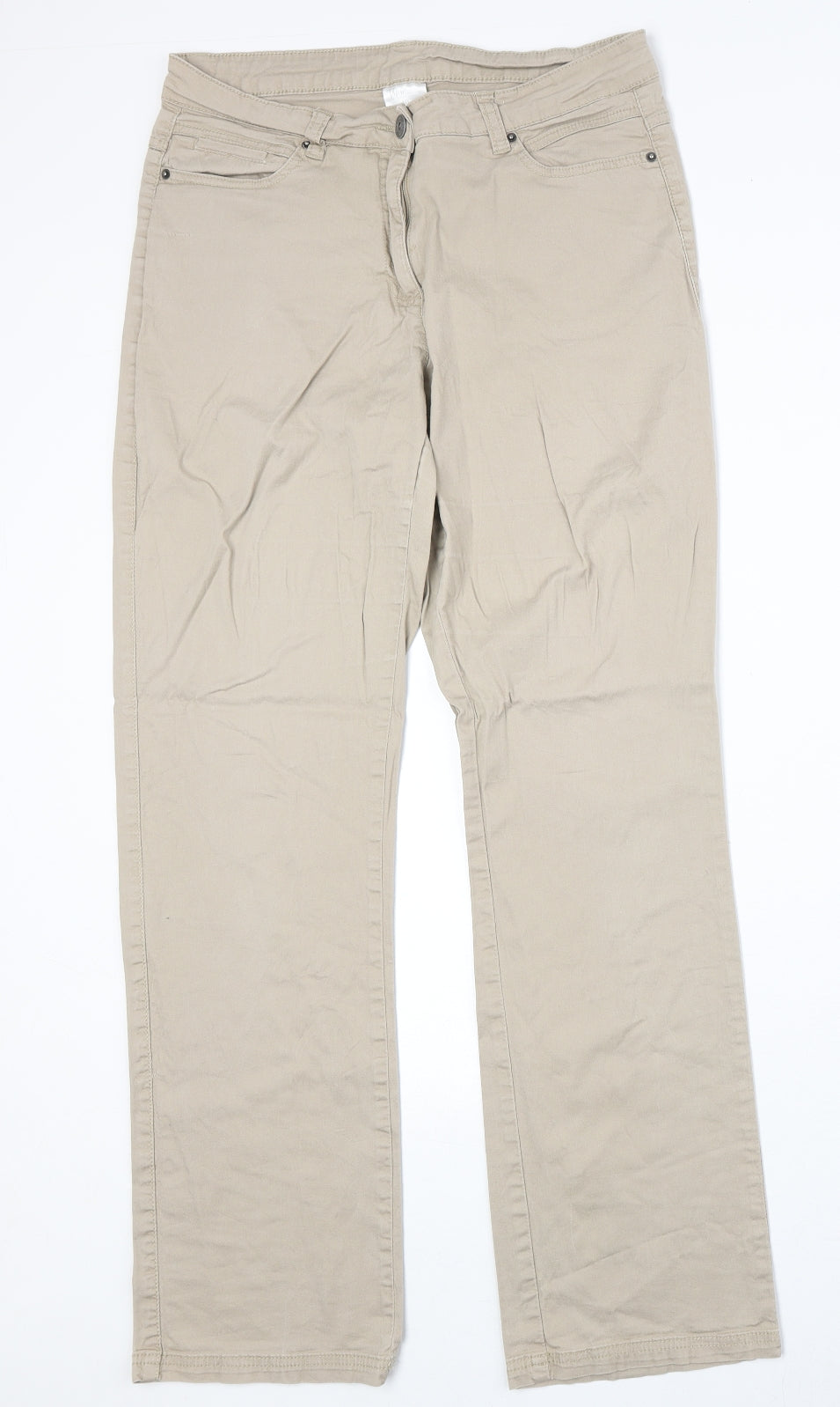 Womens UK Size 30 in Up Fashion Regular Fit Straight Beige Jeans
