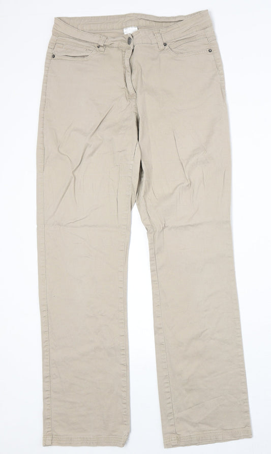 Womens UK Size 30 in Up Fashion Regular Fit Straight Beige Jeans
