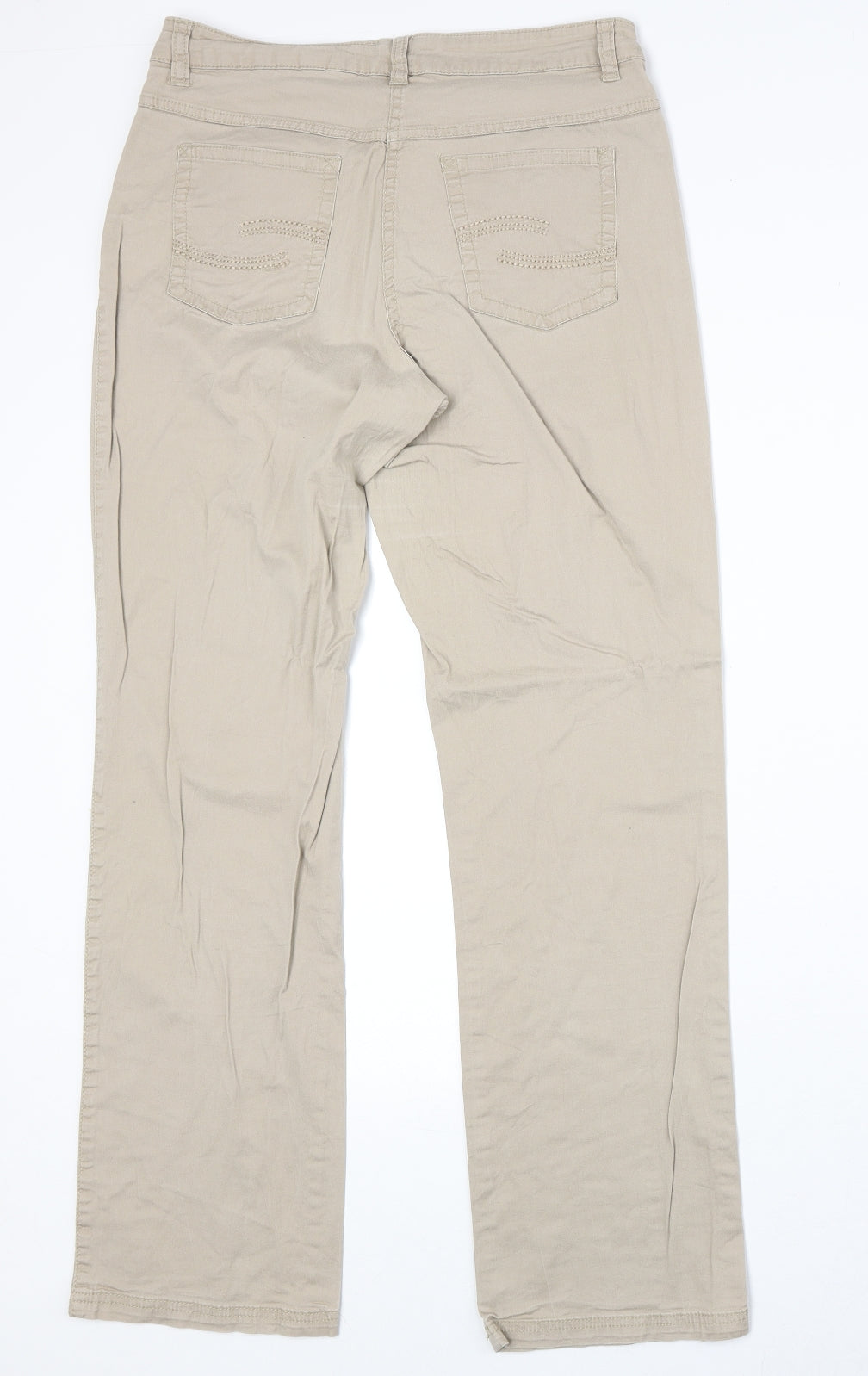 Womens UK Size 30 in Up Fashion Regular Fit Straight Beige Jeans