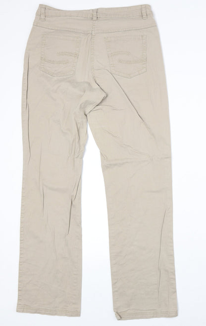 Womens UK Size 30 in Up Fashion Regular Fit Straight Beige Jeans