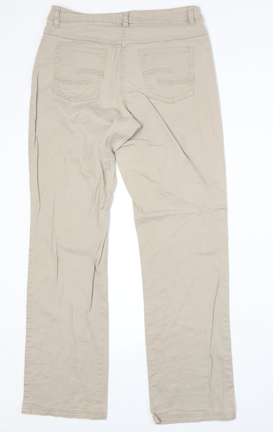 Womens UK Size 30 in Up Fashion Regular Fit Straight Beige Jeans