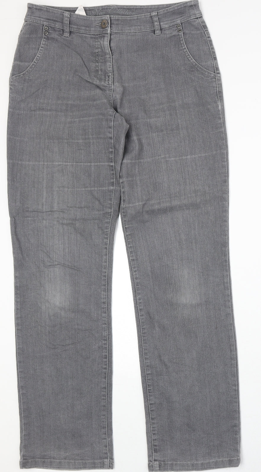 New Collection Womens Green Cotton Straight Jeans Size 10 Regular Zip