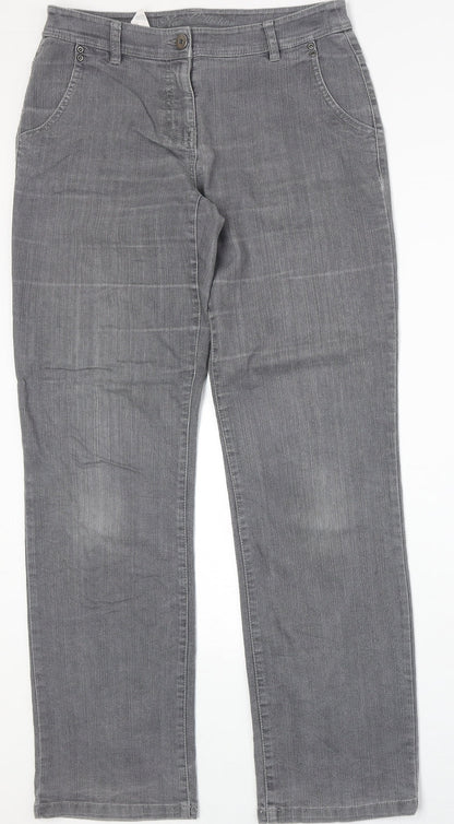 New Collection Womens Green Cotton Straight Jeans Size 10 Regular Zip