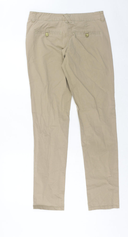 Yessica Womens Beige Cotton Trousers Size 12 Regular Zip