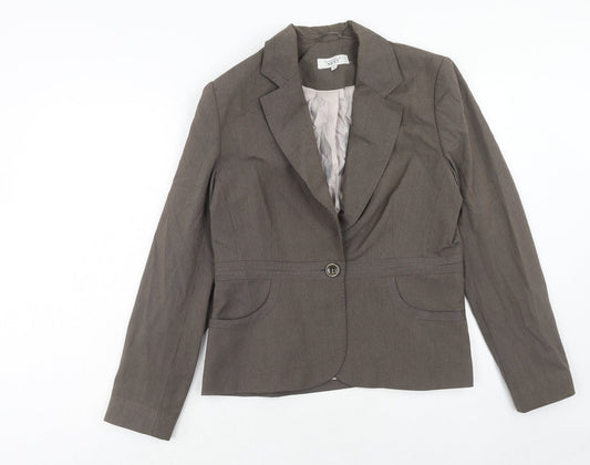 NEXT Womens Brown Polyester Jacket Blazer Size 14