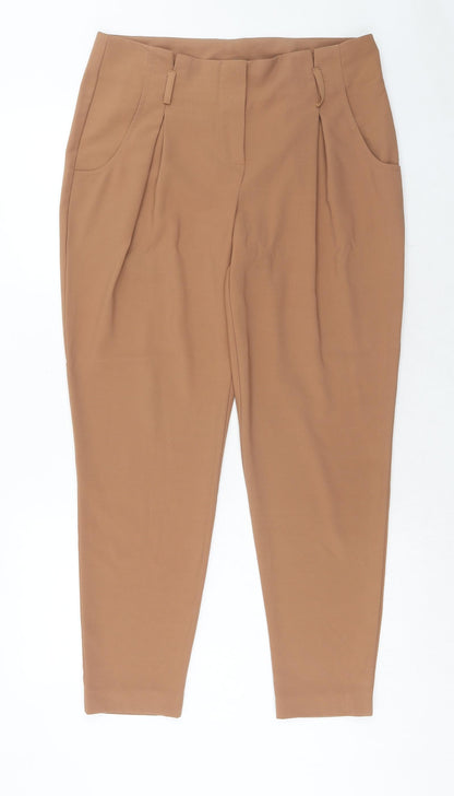 New Look Womens Brown Polyester Trousers Size 12 Regular Hook & Eye