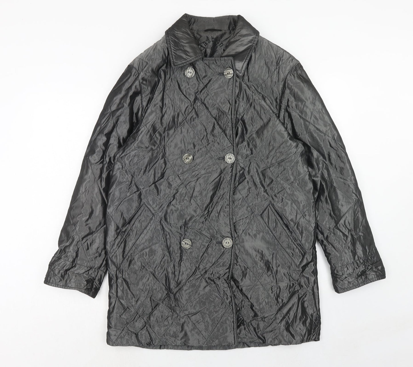 C&A Womens Silver Pea Coat Coat Size 10 Button