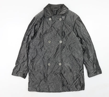 C&A Womens Silver Pea Coat Coat Size 10 Button
