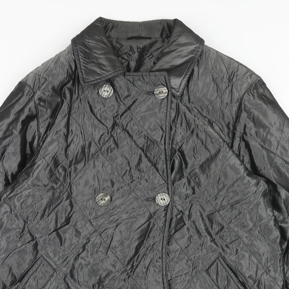 C&A Womens Silver Pea Coat Coat Size 10 Button