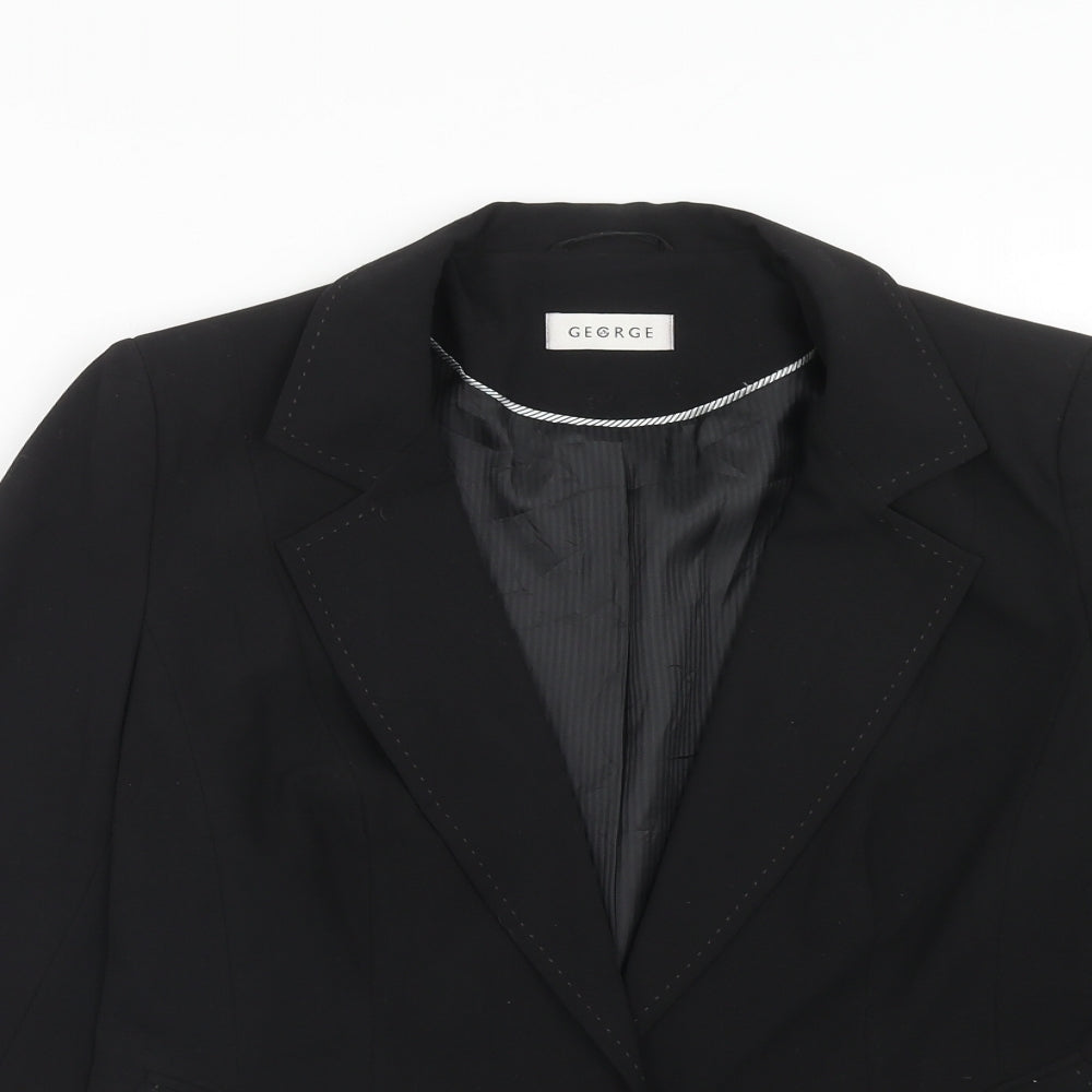 George Womens Black Polyester Jacket Blazer Size 12