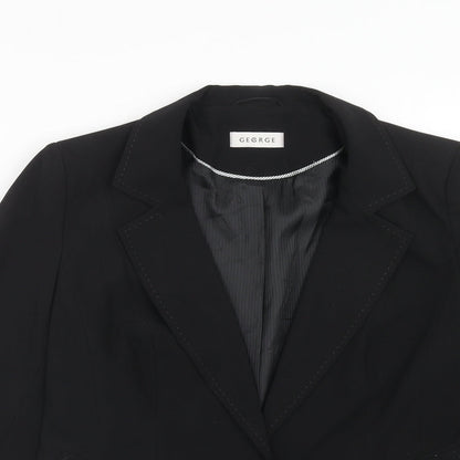 George Womens Black Polyester Jacket Blazer Size 12